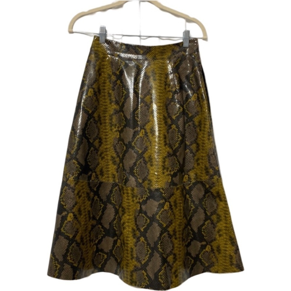 ZARA SHINY LEATHER SNAKESKIN PRINT A-LINE SKIRT